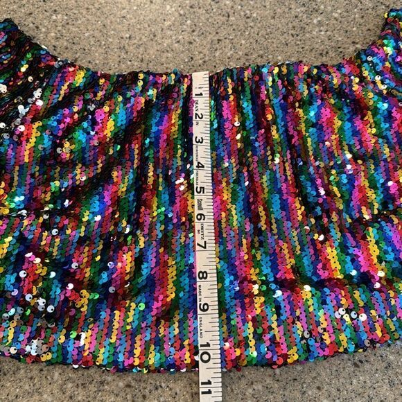 SAY WHAT? Off Shoulder Sequin Sparkle Crop Top - Picture 9 of 9